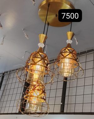 Golden Cage Triple Pendant Light