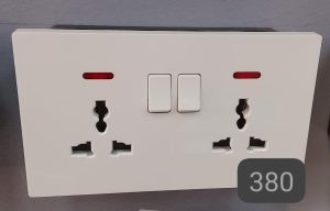 Double Universal Socket White with Neon