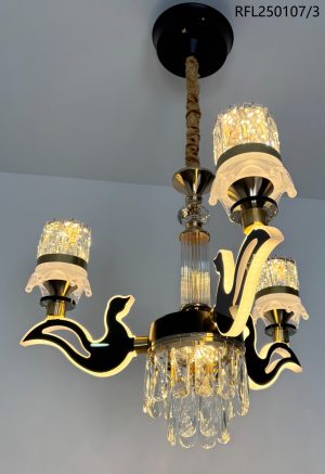 RFL250107/3 – Modern Crystal LED Chandelier (Gold and Black)